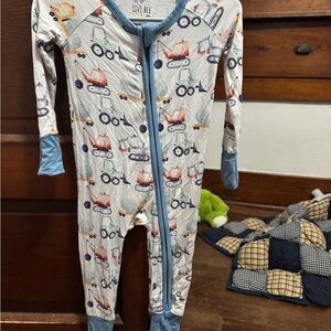 Blue and Orange Construction Print Kids Pajamas